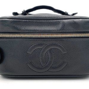 Preowned Chanel Vanity case - Black caviar leather - FAIR condition